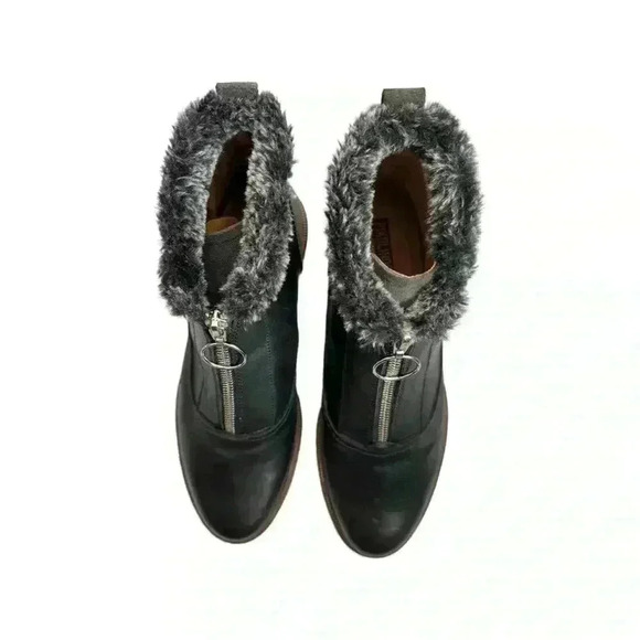 Pikolinos Leather Chelsea Boots Zip Up Faux Fur Trim In Black NWOT - Picture 4 of 12